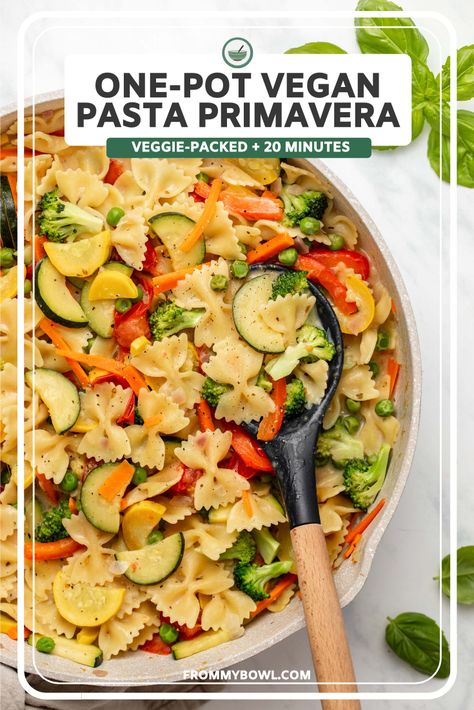 Caitlin Shoemaker, Vegan Pasta Primavera, Pesto Pasta Bake, Healthy Green Bean Casserole, Pasta Primavera Recipe, Vegan Pasta Dish, Spring Veggies, Plant Based Whole Foods, Pasta Primavera