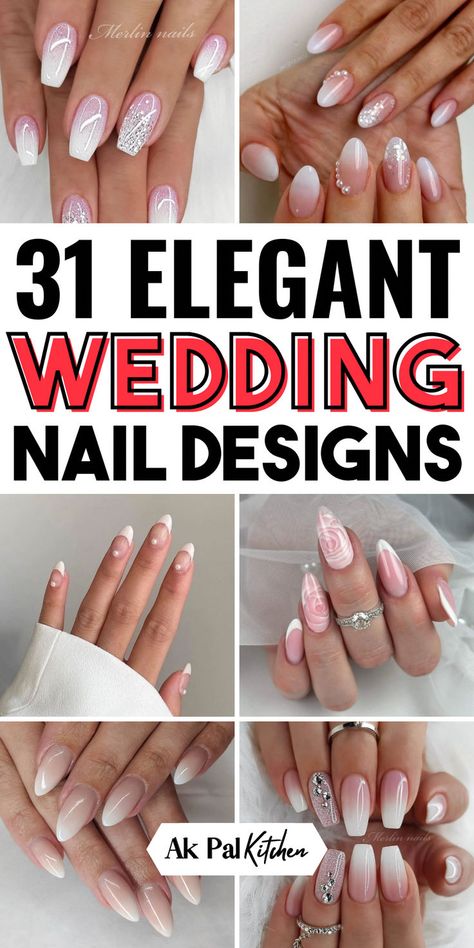 Wedding nails are a must for your big day. Discover elegant wedding nail designs and bridal nail art that will complement your look. From simple wedding nail ideas to wedding glitter nails, there’s a style for every bride. Explore classic bridal nails and French manicures for wedding elegance. Try nude wedding nails for a timeless touch. Wedding gel nails and luxury wedding nail art are perfect for a lasting finish. Check out wedding nail trends, floral wedding nails, and chic wedding nails. Wedding Nails Neutral Simple, Nails For Going To A Wedding, White Nails Wedding Brides, Nail Design For Bride Wedding, Fancy French Nails Wedding, French Tip Bride Nails, Bride Nails Beach Wedding, French Nails Accent Nail, Wedding Nails 2024 Bride