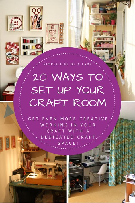 How to Create Your Own Craft Room Plus 20 Ideas for Craft Room Set Up! How To Set Up A Craft Room, Craft Room Set Up Ideas, Small Craft Room Layout Ideas, Craft Table Ideas, Craft Room On A Budget, Ideas For Craft Room, Quilting Storage, Workroom Ideas, She Shed Craft Room