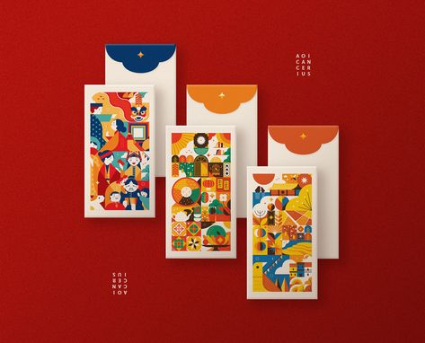 Chinese Money Envelope, Lucky Money Envelope Design, Chinese New Year Packaging Design, Hongbao Design, Angpow Design, Money Envelope Design, Envelope Design Ideas, Chinese Envelope, Red Packet Design