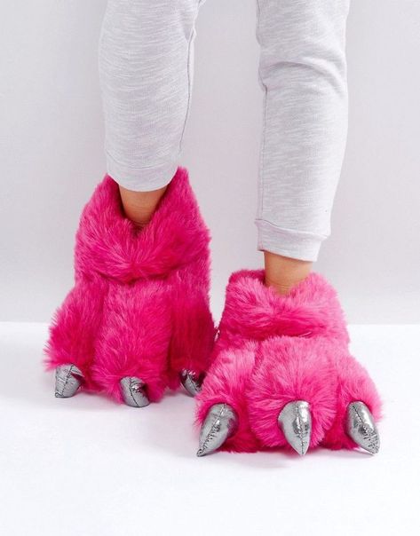 Loungeable Monster Claw Slipper - Pink | Slippers, Fluffy shoes, Cute slippers Fun Slippers, Paw Gloves, Fluffy Shoes, Animal Slippers, Cute Slippers, Warm Slippers, Girly Shoes, Slippers Cozy, Pink Prom Dresses