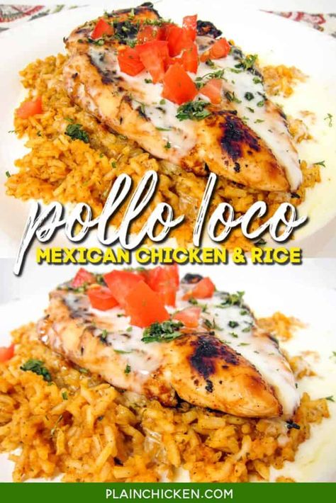 Mexican Chicken Over Rice, Chicken Pollo Loco, Pollo Chicken Mexican, Mexican Pollo Loco Chicken Recipe, El Pollo Loco Rice Recipe, Chicken Pollo Mexican, Pollo Loco Mexican Chicken And Rice, Pollo Loco Recipe, Pollo Loco Chicken Recipe