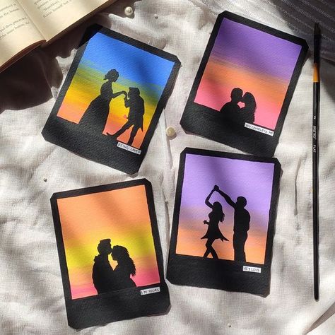 Love Polaroid Painting, Anniversary Gift Painting, Mini Love Paintings, Easy Couple Canvas Paintings, Aesthetic Painting Love, Purple Flatlay, Valentine Painting Ideas, Birthday Canvas Painting, Cute Canvas Paintings Aesthetic