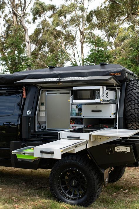 Work Truck Setup, Car Canopy Ideas, Toyota Hilux Canopy, Hilux Camping Setup, Canopy Camping Setup, Ute Canopy Setup, 4x4 Canopy Setup, Canopy Setups 4x4, Ute Camping Setup