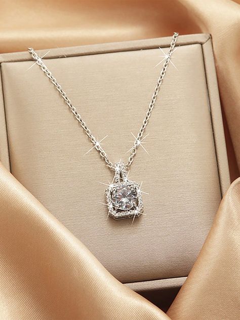 1pc Full Diamond Square Cubic Zirconia Pendant Ladies Necklace Silver    Stainless Steel     Women Fashion Jewelry, size features are:Bust: ,Length: ,Sleeve Length: Ladies Necklace, Women Pendant, Watches Women Fashion, Necklace Silver, Silver Necklaces, Sports Equipment, Womens Jewelry Necklace, All Fashion, Womens Watches