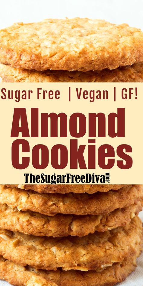 Gluten Free Sugar Free Recipes, Sugar Free Cookie Recipes, Dolce Poche Calorie, Sugar Free Baking, Almond Flour Cookies, Sugar Free Vegan, Sugar Free Cookies, Slow Cooker Desserts, Almond Flour Recipes