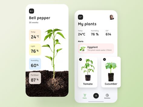 Plants monitoring app by Lay for Hiwow on Dribbble Plant App Icon, Desain Ux, Plant App, Mobile App Design Inspiration, Smart Garden, Ux Design Inspiration, App Design Inspiration, Education Design, Ui Design Inspiration