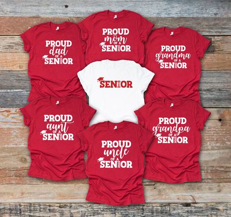 Matching Family Graduation Shirts, Proud Senior Mom Shirt, Graduate Shirts For Family, Proud Graduate Shirt, Graduation Tee Shirts Ideas For Family, Grad Squad Shirt Ideas, Senior Night Family Shirts, Senior Shirts For Family, College Graduation Shirts For Family