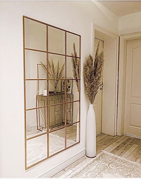 Mirror Decor Living Room, Decor Mirror, Hal Decor, Foyer Design, Bathroom Decor Ideas, Living Room Design Decor, Decor Wallpaper, Home Entrance Decor, Diy Home Decor Bedroom