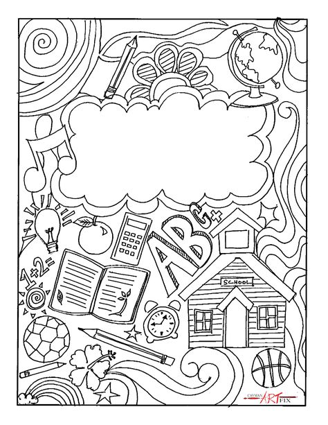 School Binder Covers, Binder Cover Templates, Binder Covers Printable, School Book Covers, Book Cover Page, School Binder, School Coloring Pages, Binder Cover, Printable Coloring Book