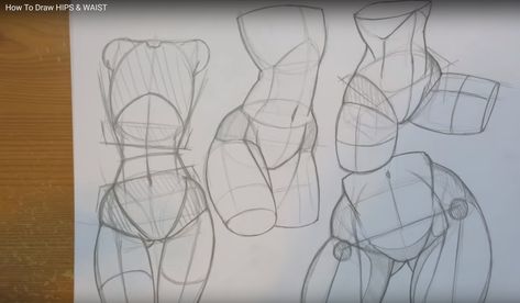 How to Draw Hips & Waist, by MikeyMegaMega on Youtube. Fantastic tutorial. Draw Hips, Drawing Body Proportions, Draw Easy, Body Drawing Tutorial, Human Figure Drawing, Anatomy Sketches, Body Reference Drawing, 캐릭터 드로잉, Anatomy Drawing