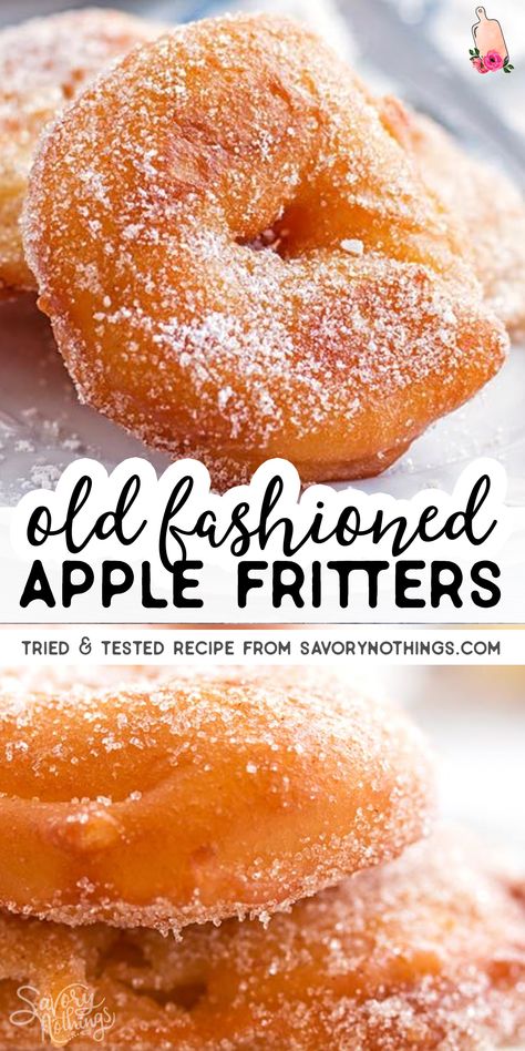 Old Fashioned Desserts, Apple Fritter Recipe, Apple Fritters Recipe, Winter Desserts Easy, Cinnamon Sugar Apples, Apple Rings, Apple Fritter, Fritters Recipe, Donuts Recipe