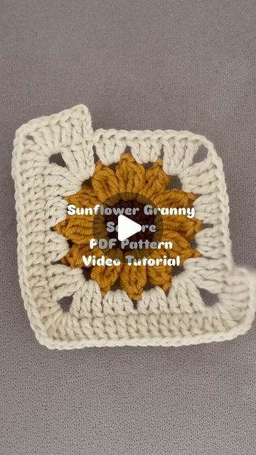 How To Crochet A Sunflower, Sunflower Granny Square Pattern, Sunflower Granny Square, Brazilian Embroidery Stitches, Flower Granny Square, Granny Square Pattern, Crochet Sunflower, Brazilian Embroidery, Granny Squares Pattern