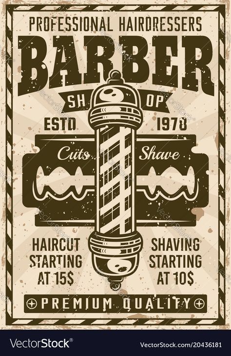 Barber Shop Vintage, Vintage Barber, Wall Art Crafts, Shop Illustration, Vintage Tin Signs, Metal Wall Sign, Shop Wall Art, Personalized Decor, Vintage Metal Signs