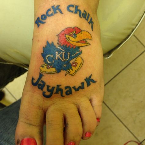 My 2nd Jayhawk tat.. Jayhawk Tattoo, 60 Seconds Tattoo, Rock Chalk Jayhawk, Ku Jayhawks, Clover Tattoos, Rock Chalk, 3 Tattoo, 60 Seconds, I Tattoo