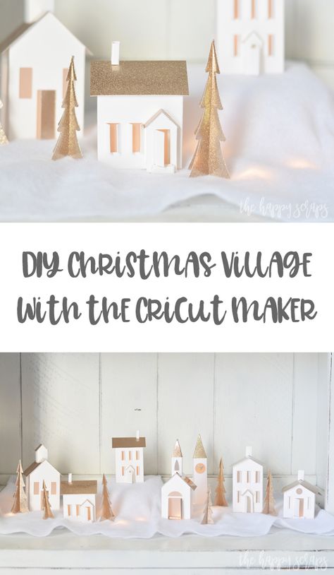 Creating this beautiful DIY Christmas Village with the Cricut Maker is fun and easy! This is the perfect project to get you in the holiday spirit! Diy Christmas Village, Idee Cricut, Christmas Gifts To Make, Christmas Village Houses, Astuces Diy, Cricut Craft Room, Christmas Villages, Diy Cricut, 3d Christmas