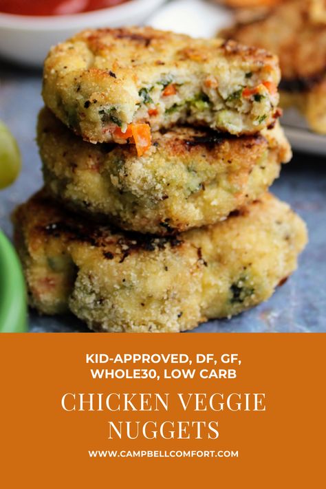 Chicken Nugget Recipes Gluten Free, Whole 30 Chicken Nuggets, Quinoa Chicken Nuggets, Gluten Free Dairy Free Chicken Nuggets, Carrot Zucchini Chicken Nuggets, Chicken And Broccoli Nuggets, Egg Free Chicken Nuggets, Chicken And Veggie Nuggets, Gluten And Dairy Free Toddler Meals