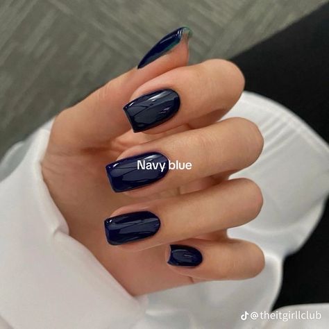 Short Square Navy Blue Nails, Dark Blue Nails Short Square, Navy Blue Nails Square, Short Navy Nails, Dark Royal Blue Nails, Navy Blue French Nails, Navy Blue Short Nails, Navy Blue Nails Short, Dark Navy Nails