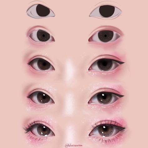 Coloring Eyes Digital, Eye Step By Step Drawing, Digital Painting Photoshop, Eye Drawing Tutorials, Drawing Eyes, Drawing Hair, Digital Art Beginner, Poses References, Digital Painting Tutorials