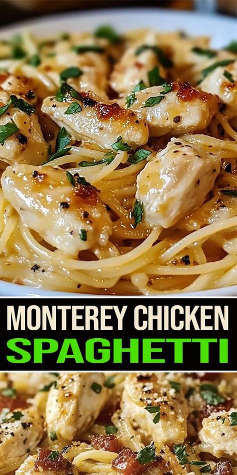 Try this Monterey Chicken Spaghetti 🍝🍗 – a cheesy, comforting twist on classic spaghetti. Loaded with chicken, bacon, and Monterey Jack cheese, it’s a crowd-pleaser that’s perfect for family dinners! 🧀🥓 #ChickenSpaghetti #CheesyPasta #ComfortFood Monterrey Chicken, Monterey Chicken Spaghetti, Monterey Chicken, Chicken Spaghetti Casserole, Cheesy Chicken Spaghetti, Spaghetti Casserole, Grilled Dinner, French Fried Onions, Cheesy Pasta