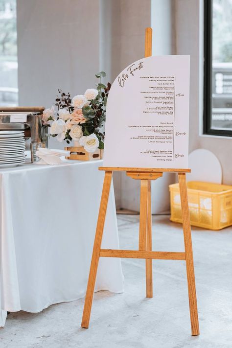 Buffet Signage, Menu Signage, Menu Stand, Chicken Zucchini, Rosemary Garlic, Butter Rice, Chocolate Cheese, Easel Stand, Triple Chocolate