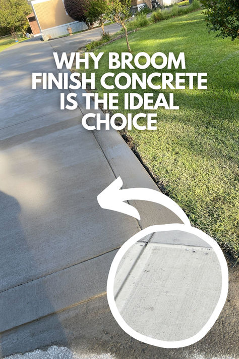 Why Broom Finish Concrete Is the Ideal Choice For Driveways & Walkways? Broom Finished Concrete Patio, Broom Finish Concrete Patio, Finished Concrete Patio, Broom Finish Concrete, Concrete Driveway Ideas, Driveway Extension, Aggregate Driveway, Driveway Fence, Seeding Lawn