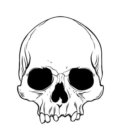 Simple Skull Drawing, Chest Tattoo Stencils, Skull Hand Tattoo, Free Coloring Pages For Kids, Simple Skull, Skull Stencil, Skull Sketch, Scary Drawings, Free Tattoo Designs