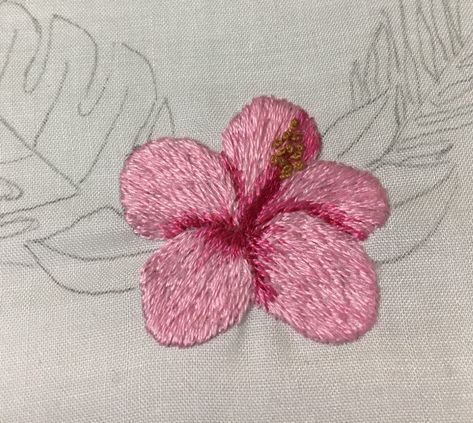 #HibiscusChallenge Part 2: Hibiscus Leaves - Stitch Floral Embroidery Hibiscus, Hibiscus Flower Embroidery, Hibiscus Flower Embroidery Pattern, Embroidered Hibiscus Flower, Embroidered Hibiscus, Hibiscus Embroidery, Embroidered Tropical Flowers, Hibiscus Flower Hand Embroidery, Hibiscus Flower Cross Stitch Pattern