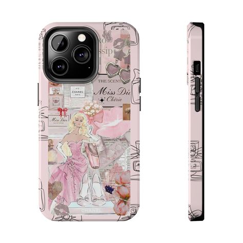 Fashion Collage Tough Phone Case, Pink Luxury Perfume Bottles, Glamorous Illustration, Chic and Elegant Design, Miss Dior, Chanel No 5, Gift Pink Luxury, Phone Case Pink, Chanel No 5, Fashion Collage, Chic And Elegant, Luxury Perfume, Miss Dior, Elegant Design, Perfume Bottles