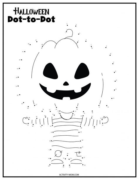 Halloween Dot to Dot Printables (free) - The Activity Mom Halloween Dot To Dot, Dot Coloring Pages, Halloween Picture Books, Dot To Dot Printables, Halloween Worksheets, Dot Worksheets, Mother's Day Activities, Halloween Printables Free, Dot To Dot