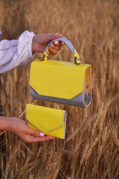 Handbag Aesthetic, Eco Friendly Handbags, Yellow Wallet, Python Bags, Real Leather Bags, Yellow Handbag, Blue Wallet, Best Purses, Embroidery Bags