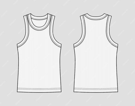 Halter Top Technical Drawing, Tank Top Technical Drawing, Tank Top Flat Sketch, Menswear Design, Clothing Templates, Fashion Vector, Flat Sketches, Flats Patterns, Clothing Mockup