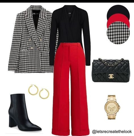 Office Outfit Fall 2024, Red Dress Office Outfit, Red Pants Office Outfit, Red Pants Outfit Fall, Blair Waldorf Wardrobe, Outfits Pantalon Rojo, Red Blazer Outfit Classy, Red Pants Outfit Winter, Red Office Outfit