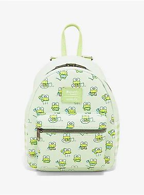 Lounge around the pond with all of your essentials tucked away in this mini backpack! Featuring an allover print of your favorite Sanrio character, Keroppi, all along the front, with gingham detailing on the side. Front zipper pocket, adjustable straps and interior drop pocket. 8" x 4 1/2" x 10 1/2" Polyurethane Interior drop pocket Imported By Loungefly Max And Roxanne, Mickey Backpack, Loungefly Hello Kitty, Disney Pixar Up, Loungefly Bag, Loungefly Disney, Backpack Brands, Disney Alice, Disney Lilo