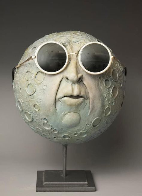 Autumn Moon, Moon Crafts, Air Dry Clay Projects, Paper Mache Sculpture, Paper Mache Art, Fantasy Art Dolls, Paper Mache Crafts, Moon Face, Celestial Art