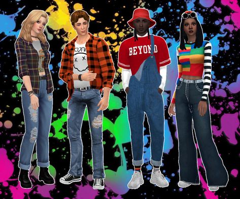 mmcc and lookbooks Sims 4 Cc 90s Clothes, Sims 4 90s Cc, Sims4 Lookbook, Sims Lookbook, Sims 4 Decades Challenge, 90s Clothes, Pelo Sims, Fall Fashion Skirts, I Tried My Best