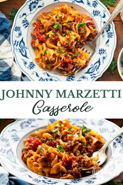 Johnny Marzetti is a classic ground beef casserole with egg noodles, tomato soup, veggies, and cheese -- all baked into one delicious comfort food dish! The easy dinner recipe is a perfect freezer meal, prep-ahead supper, or potluck offering to share with friends and family. Johnny Marzetti Recipe With Egg Noodles, Recipes Using Egg Noodles, Johnny Marzetti Recipe, Johnny Marzetti Casserole, Marzetti Casserole, Casserole With Egg Noodles, Johnny Marzetti, Sausage Egg Bake, Short Rib Recipes