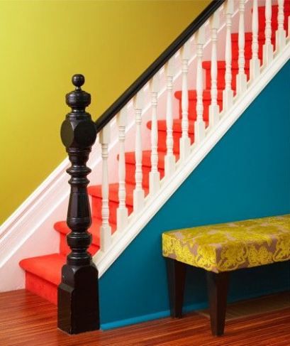 Stair Art, House Of Turquoise, Stair Case, Painted Stairs, Painted Walls, Coastal Living Rooms, Color Harmony, Design Del Prodotto, The Design Files