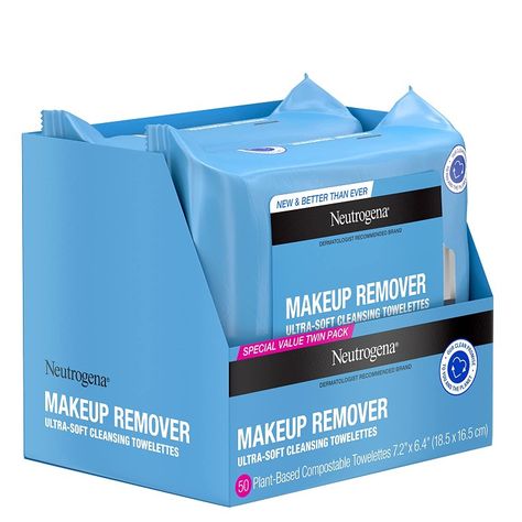 Neutrogena Makeup Remover | Neutrogena Makeup Remover Cleansing Face Wipes, Daily Cleansing Facial Towelettes to Remove Waterproof Makeup and Mascara, Alcohol-Free, Value Twin Pack, 25 Count, 2 Pack | Beauty product for woman | Beauty product Facial Cleansing Wipes, Neutrogena Makeup Remover, Neutrogena Makeup, Face Cleansing, Facial Cleaning, Makeup Remover Wipes, Makeup Wipes, Cleansing Face, Cleansing Wipes