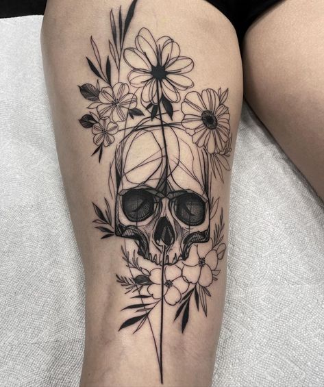 Flower Tattoo On Ribs, Skull And Flowers, Mystical Tattoos, Money Tattoo, Cool Chest Tattoos, Gothic Tattoo, Tattoo Apprentice, Next Tattoo, Rib Tattoo