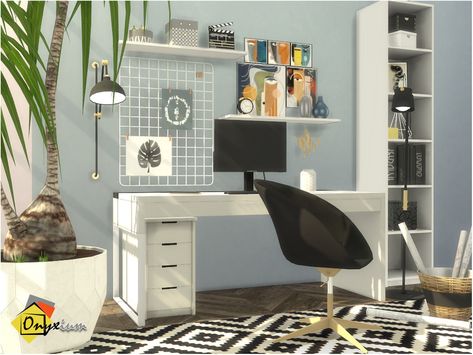 Onyxium's Croydon Study Room Sims 4 Cc Study Desk, Sims 4 Study Room Cc, Ts4 Desk Cc, Sims 4 Cc Furniture Desk, Sims 4 Cc Study, Sims 4 Study Room, Sims 4 Desk Cc, Study Decor, Study Furniture