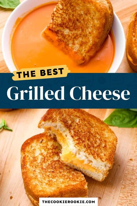 There's just nothing better than a warm and buttery Grilled Cheese sandwich! Two pieces of buttered white bread are held together by classic American cheese and grilled until perfectly crisp on the outside and gooey on the inside. The Perfect Grilled Cheese, Perfect Grilled Cheese, Grilled Cheese Recipe, Gourmet Grilled Cheese, Recipe Lunch, The Cookie Rookie, Cookie Rookie, Best Grilled Cheese, Grilled Cheese Recipes