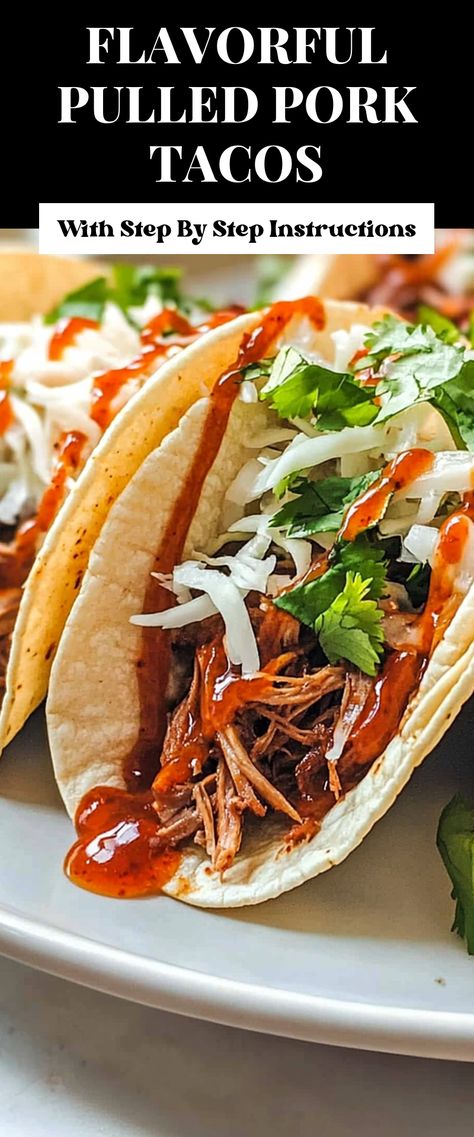 Image for Flavorful Pulled Pork Tacos Pulled Pork Soft Tacos, Pork Tenderloin Tacos, Pulled Pork Tacos Recipe, Best Pulled Pork, Boneless Pork Shoulder Roast, Hard Shell Tacos, Canned Jackfruit, Pork Sauce, Pulled Pork Tacos