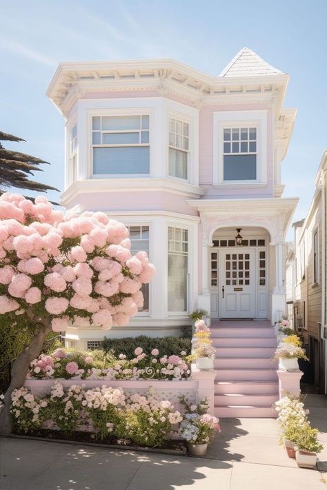 Pink House Exterior, Victorian Exterior, Future Garden, House Vibes, Independent House, Pastel House, Pink House, Home Exterior, House Exteriors