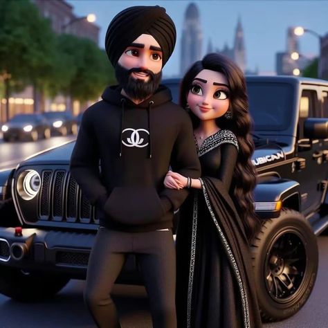 Sardar Sardarni Couple Cartoon, Cartoons Dp, Best Couple Pics For Dp, Punjabi Couple, Couple Sketch, Instagram Dp, Couple Pics For Dp, Smile Photography