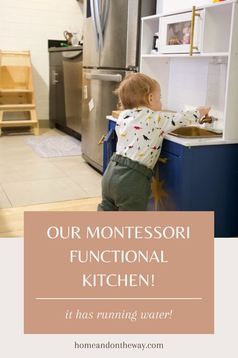 Montessori Ikea Kitchen, Montessori Kitchen Station Ikea, Ikea Play Kitchen Hack Montessori, Ikea Montessori Hacks, Montessori Play Kitchen, Ikea Toy Kitchen Hack Montessori, Ikea Duktig Kitchen Hack Water, Ikea Montessori, Toddler Kitchen Stool