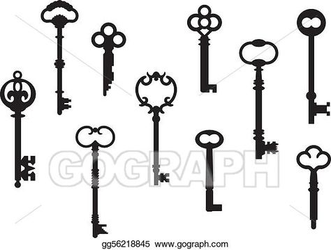 Skeleton Key Tattoo, Key Tattoo Designs, Old Fashioned Key, Key Drawings, Art Skeleton, Key Tattoos, Key Tattoo, Scrapbook Clipart, Scrapbook Printing