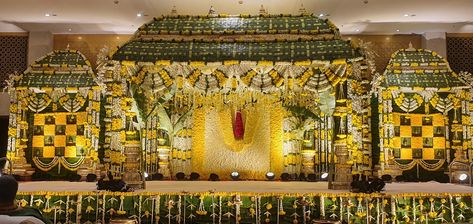 Kalyan Mandapam Decoration, Peli Mandapam Decoration, Pelli Pandhiri Designs, Pelli Pandiri Decorations, Mandapam Decoration South Indian, Wedding Stage Decorations Indian Traditional, Pelli Mandapam Decoration South Indian, Kalyana Mandapam Decorations, South Indian Wedding Stage Decoration