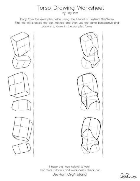 Drawing The Torso, Box Method Drawing, Basic Anatomy Drawing, Draw Torso, Anatomy Drawing Practice, Torso Drawing, Drawing Body Proportions, Human Body Drawing, Teaching Drawing