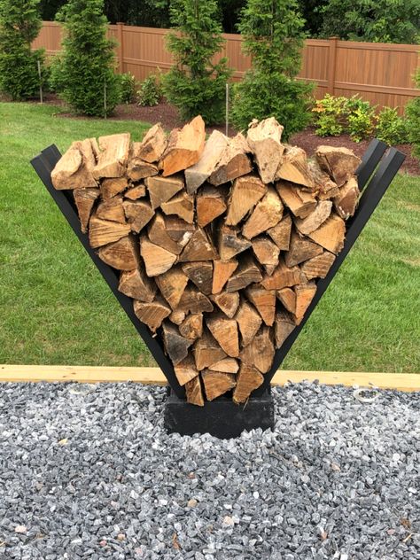 Firewood Storage Outdoor, Outdoor Firewood Rack, Fire Pit Landscaping, Pool Backyard, Backyard Oasis Ideas, Backyard Beach, Backyard Pavilion, Fire Pit Area, Backyard Remodel